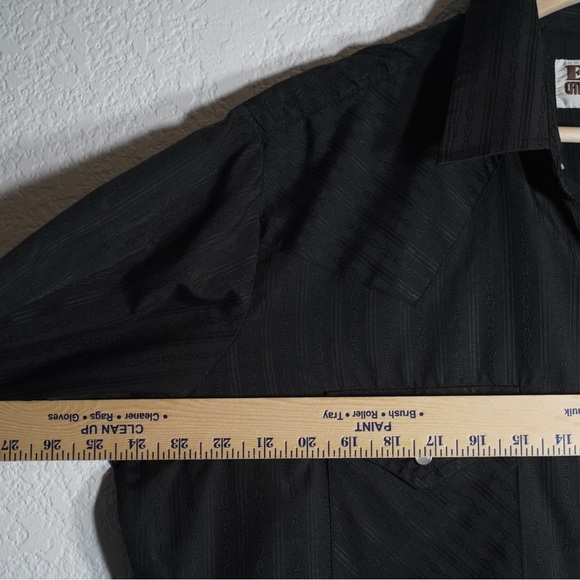 Ely Cattleman Western Pearl Snap Shirt Men L 16.5 Black Stripe Short Sleeve - Picture 9 of 9